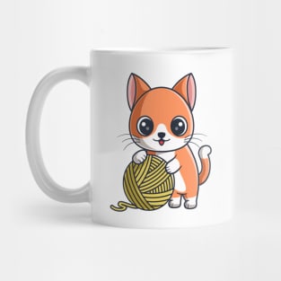 Cute Orange Cat Playing Yarn Ball Mug